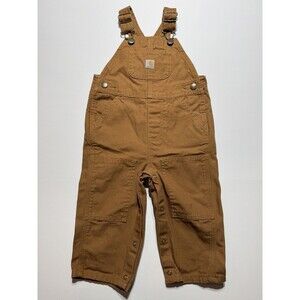 Carhartt Baby Boys Overalls 18M Brown Duck Canvas Bibs Snap Legs OX8609-B